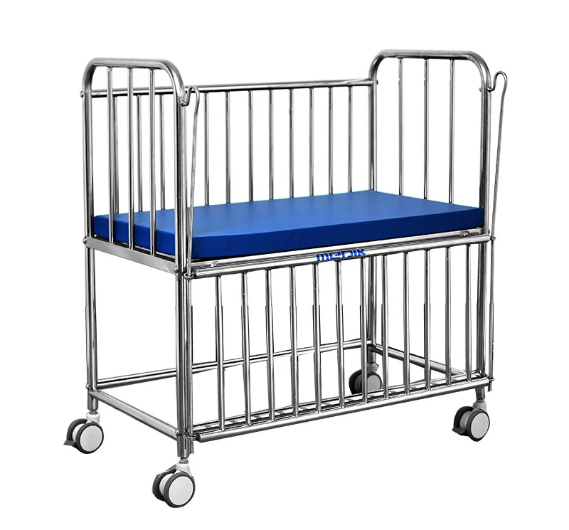 Cama cuna hospitalaria de acero inox con ruedas MK-B04