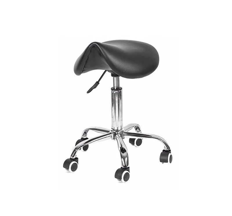 Taburete pony base cromada 5 ruedas color negro YA-S03