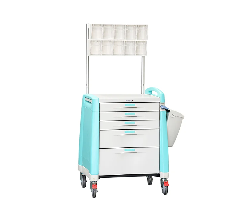 Carro de anestesia para medicamentos con cajón con papelera