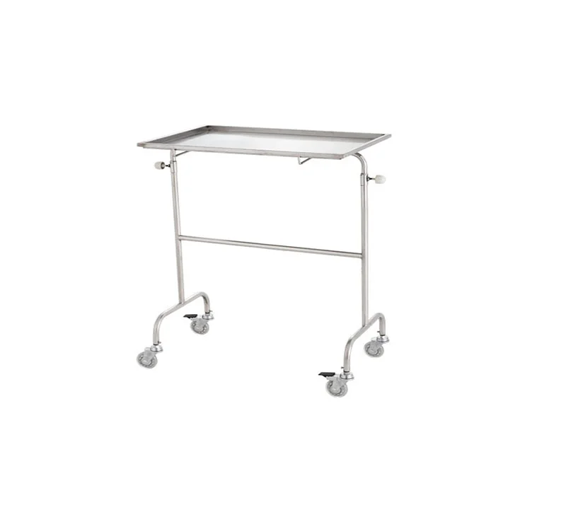 mayo instrument table mobile stainless steel with 4 castors