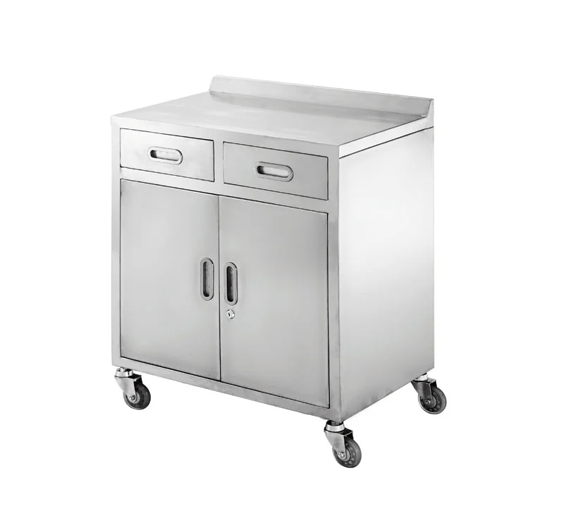 Stainless Steel Anesthesia Trolley With Drawers And Cabinet