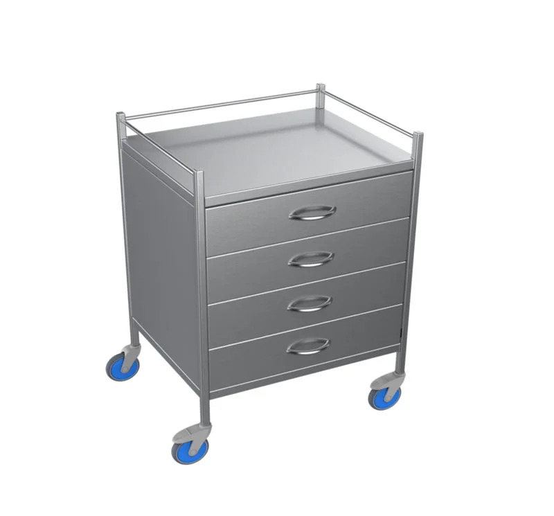 Stainless Steel Resuscitation Trolley With Castors