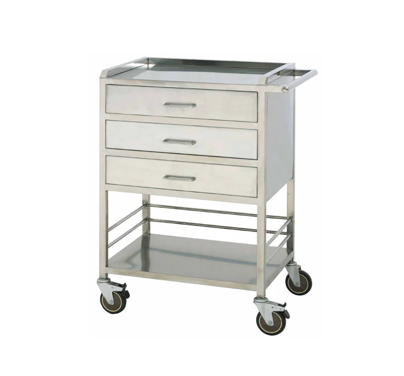 Mobile Stainless Steel Medicine Trolley With Push Handle