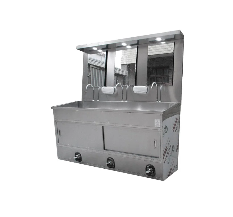 Triple Surgeon Scrub Sink Foot Pedal For Hospital
