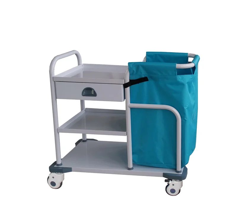 Hospital Metal Laundry Cart With Canvas Bag