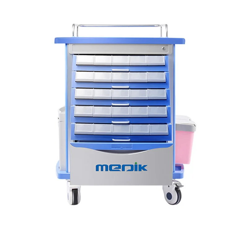 MK-P11 Hospital Lockable Medication Trolley Double Side Tryers