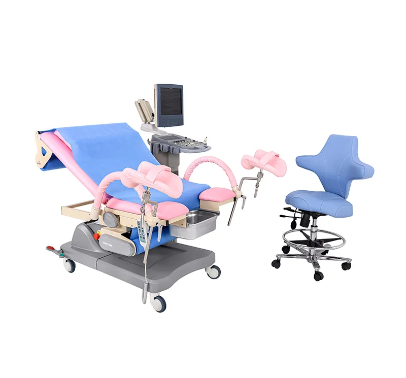 YA-EC-U06 Gynae Ultrasound Couch With Stirrups