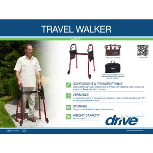 Deluxe Folding Travel Walker with 5" Wheels | Trigger Release | Walkers | Mobility | Products | Henyuan Medical