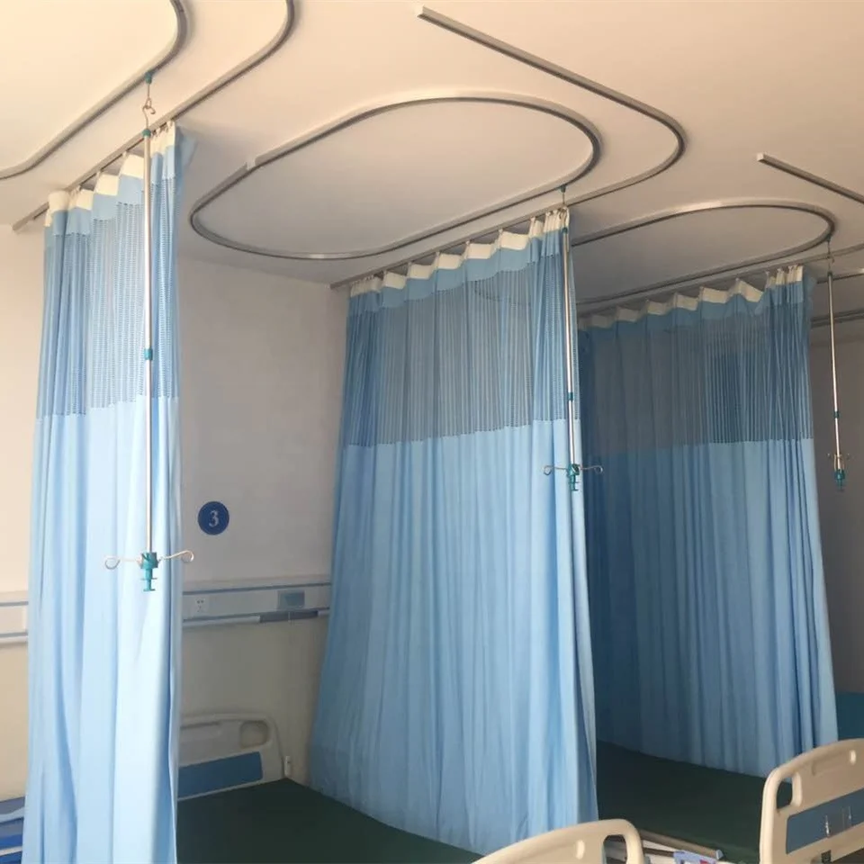 China Blue Bed Antimicrobial Surgical Cubicle Hospital Curtains factory and manufacturers | Henyuan Medical